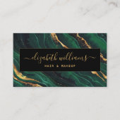 Gold Glitzer Navy Green Agate & Signature Script Visitenkarte (Vorderseite)