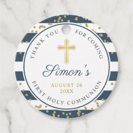 Gold Glitzer Navy Stripes Erste Heilige Kommune Geschenkanhänger