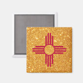 Gold Glitzer New Mexico Flag Magnet (Vorderseite/Rückseite)