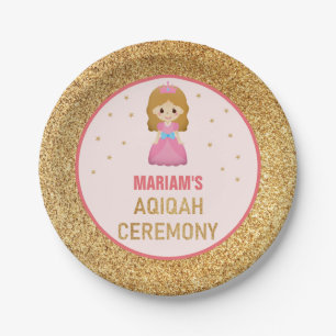 Gold Glitzer Niedlich Little Princess Aqiqah Pappteller