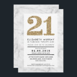 GOLD GLITZER NUMBER 21 21st INVITE einfaches Marmo Einladung<br><div class="desc">*** HINWEIS - DER GOLD GLITZER EFFECT IST EIN DRUCKENDES BILD *** Eine trendige Einladung Design für Ihren GEBURTSTAG für jedes Alter - kontaktieren Sie mich, um den Glitzer Typ für Sie zu ändern! Als Vorlage können Sie ganz einfach Ihre eigenen Daten hinzufügen oder auf die Schaltfläche Anpassen klicken und...</div>