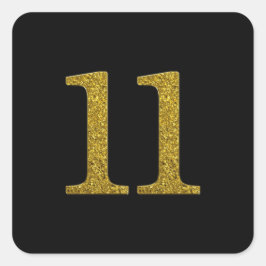 Gold-Glitzer-Nummer 11 Quadratischer Aufkleber