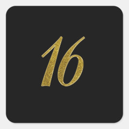 Gold-Glitzer-Nummer 16 Quadratischer Aufkleber