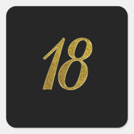 Gold Glitzer Nummer 18 Quadratischer Aufkleber