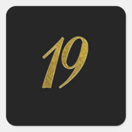 Gold Glitzer Nummer 19 Quadratischer Aufkleber