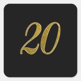 Gold Glitzer Nummer 20 Quadratischer Aufkleber