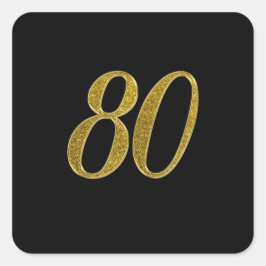 Gold Glitzer Nummer 80 Quadratischer Aufkleber