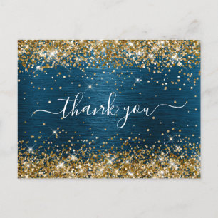 Gold Glitzer Ocean Blue Foil Geburtstag Vielen Dan Postkarte