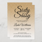 Gold Glitzer Ombre 60 und Sassy 60. Geburtstag Einladung (Vorne/Hinten)