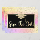 Gold Glitzer Ombre Abschluss Save the Date (Vorne/Hinten)