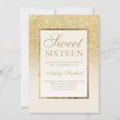 Gold Glitzer ombre Elfenbeinküste 16 . Geburtstag Einladung (Vorderseite)