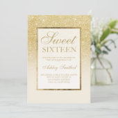 Gold Glitzer ombre Elfenbeinküste 16 . Geburtstag Einladung (Stehend Vorderseite)