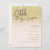 Gold Glitzer ombre rosa Foto Überraschung Sweet 16 Einladung (Vorderseite)