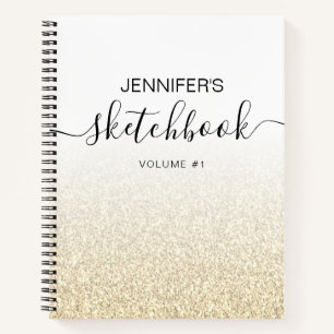 Gold Glitzer Ombre Sketchbook Name Notizblock