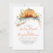 Gold Glitzer Orange Pumpkins Elegante Hochzeit im Einladung (Vorderseite)
