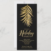 Gold Glitzer Palm auf Schwarzer Weihnachtsfeiertag Einladung (Vorderseite)