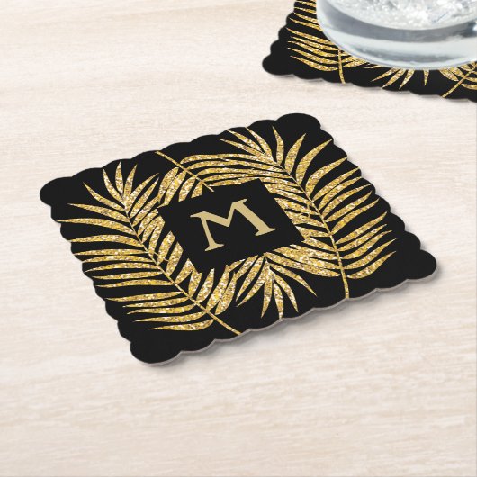 Gold Glitzer Palm Fronds Untersetzer (angewinkelt)