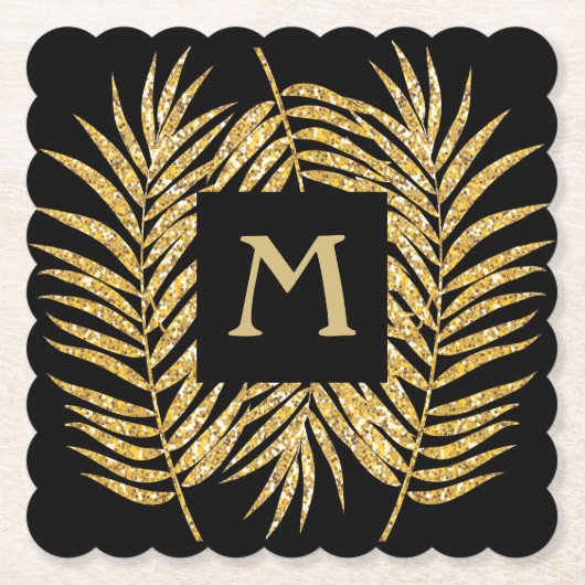 Gold Glitzer Palm Fronds Untersetzer (Vorderseite)