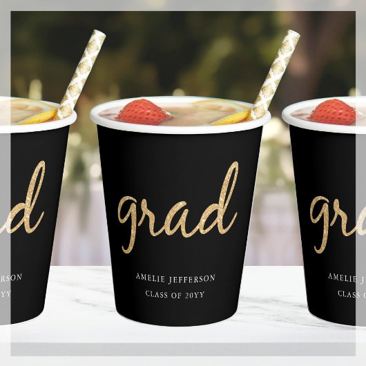 Gold Glitzer | Papiertasse aus schwarzem Abschluss Pappbecher