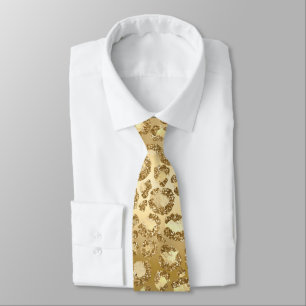 Gold Glitzer Party Leopard Print Neck Tie Krawatte