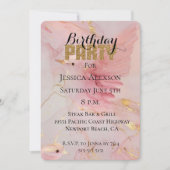 Gold Glitzer Party Rosa Vögel Geburtstag Einladung (Vorderseite)