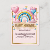 Gold Glitzer Pastel Hearts und Rainbow Baby Dusche Begleitkarte (Vorderseite)