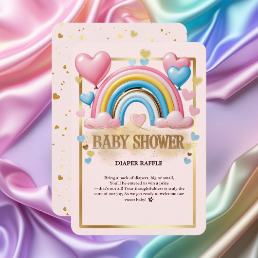 Gold Glitzer Pastel Hearts und Rainbow Baby Dusche Begleitkarte