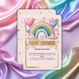 Gold Glitzer Pastel Hearts und Rainbow Baby Dusche Begleitkarte
