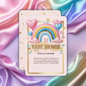 Gold Glitzer Pastel Hearts und Rainbow Baby Dusche Begleitkarte