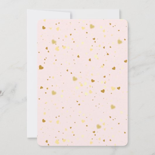 Gold Glitzer Pastel Hearts und Rainbow Baby Dusche Einladung (Rückseite)