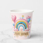 Gold Glitzer Pastel Hearts und Rainbow Baby Dusche Pappbecher (Rückseite)