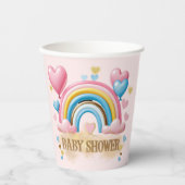 Gold Glitzer Pastel Hearts und Rainbow Baby Dusche Pappbecher (Vorderseite)