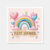 Gold Glitzer Pastel Hearts und Rainbow Baby Dusche Serviette (Vorderseite)