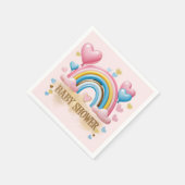 Gold Glitzer Pastel Hearts und Rainbow Baby Dusche Serviette (Ecke)