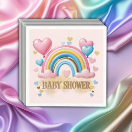 Gold Glitzer Pastel Hearts und Rainbow Baby Dusche Serviette