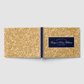Gold Glitzer Pattern & Dark Blue Gästebuch (Voll)