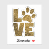Gold Glitzer Paw Liebe Aufkleber (Blatt)