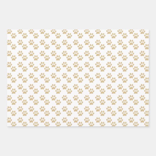 Gold Glitzer Paw Prints Pet Liebhaber Urlaub Geschenkpapier Set (Vorderseite 3)
