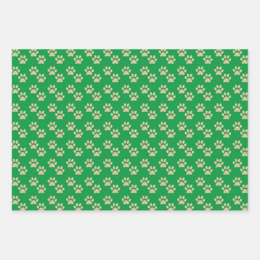 Gold Glitzer Paw Prints Pet Liebhaber Urlaub Geschenkpapier Set (Vorderseite 2)