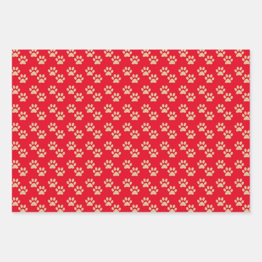 Gold Glitzer Paw Prints Pet Liebhaber Urlaub Geschenkpapier Set (Vorderseite)