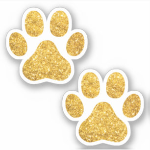 Gold Glitzer Paw Prints Pet Lover Aufkleber