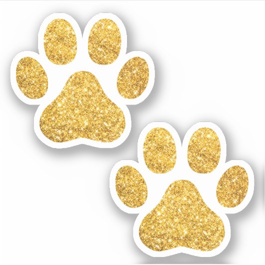 Gold Glitzer Paw Prints Pet Lover Aufkleber (Vorderseite)