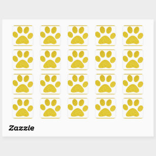 Gold Glitzer Paw Prints White Niedlich Elegante Ur Quadratischer Aufkleber