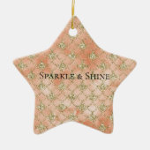 Gold Glitzer Peach Rose Mermaid Keramik Ornament (Vorne)