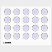 Gold Glitzer & Periwinkle Wedding Monogram Runder Aufkleber (Blatt)