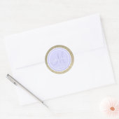Gold Glitzer & Periwinkle Wedding Monogram Runder Aufkleber (Umschlag)