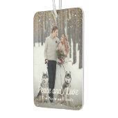 Gold Glitzer Personalisiert 2 Foto Frieden und Lie Autolufterfrischer (Links)