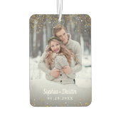 Gold Glitzer Personalisiert 2 Foto Frieden und Lie Autolufterfrischer (Rückseite)