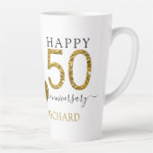 Gold Glitzer Personalisiert 50. Hochzeitstag Milchtasse (Rechts)