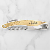 Gold Glitzer Personalisiert Bridesmaid Corkschraub Kellnermesser (Rückseite)